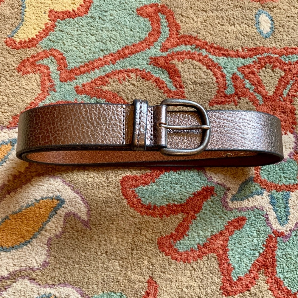 Banana Republic Italian Leather Belt - Dk. Silver